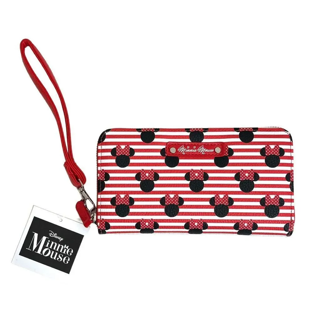 ALDI 2024 Women's Disney Mickey Mouse Red Wallet Outlines Wristlet Zip‎ Around